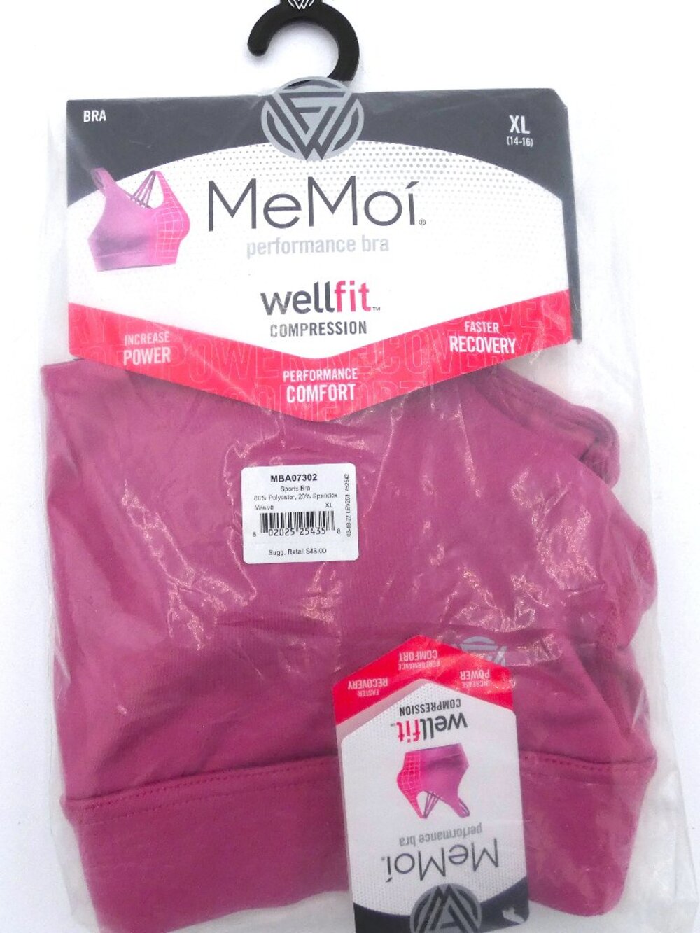 MeMoi compression sports bra- mauve- XL